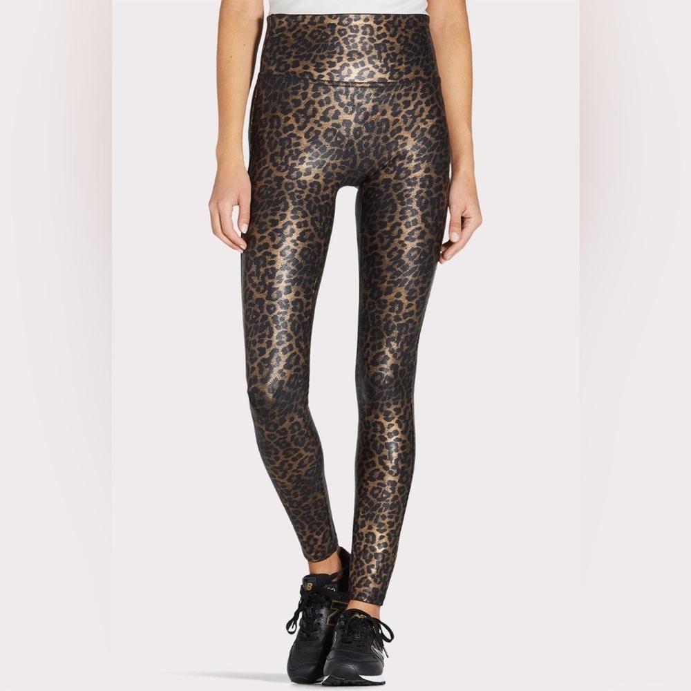 Spanx leopard print faux leather leggings large petite